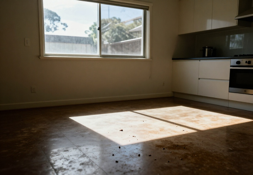 Rodent droppings and damage in an Asquith garage before treatment
